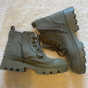 Size 7.5 Green combat style boots from Target- Universal Thread brand